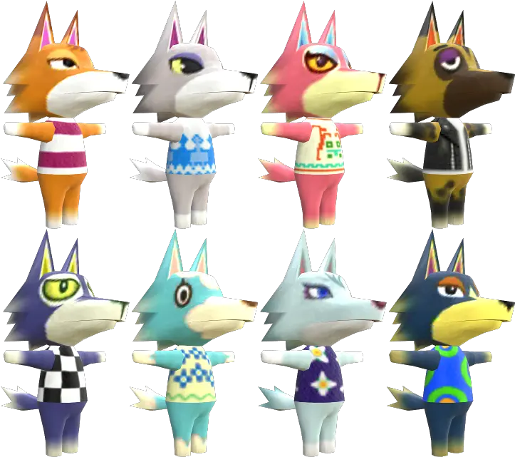 3ds Animal Crossing New Leaf Wolves The Models Resource All Wolf Characters Animal Crossing Png Wolves Png
