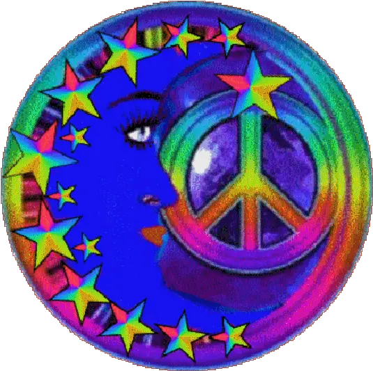 Rainbow Starsmoonpeacesigngif 600600 Peace Sign Art Dot Png Peace Icon