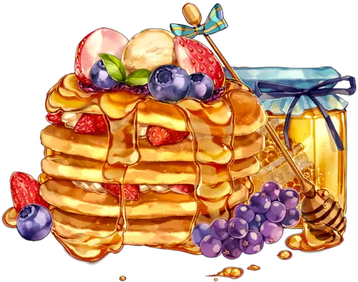 Download Pancakes With Fruit U0026 Honey Drawing Full Size Pancake Png Pancakes Transparent