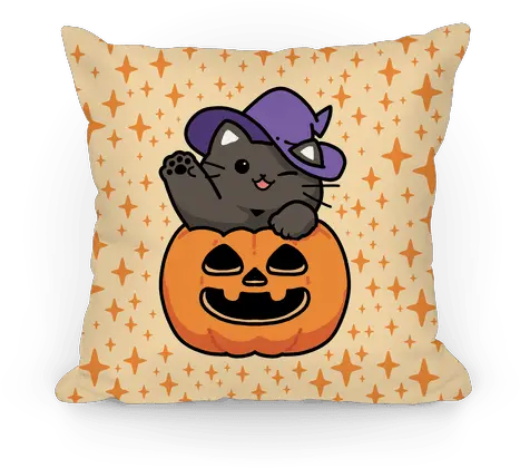 Cute Halloween Cat Pillows Lookhuman Decorative Png Halloween Cat Png