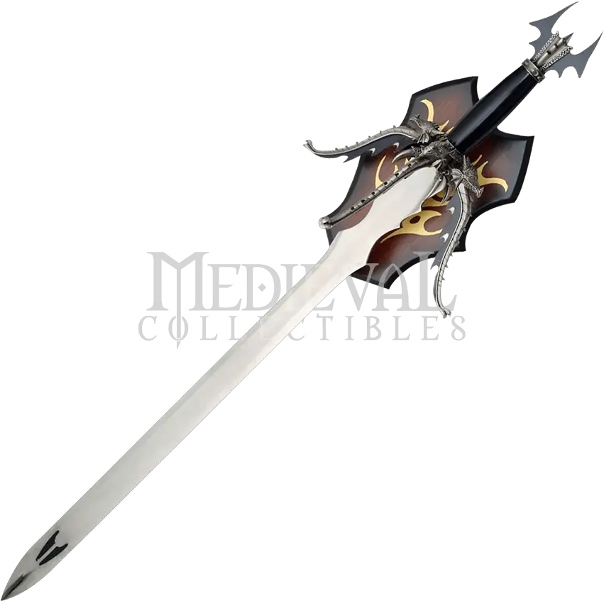 Download Hd Svg Black And White Quadruple Headed Dragon Sword Png Sword Transparent
