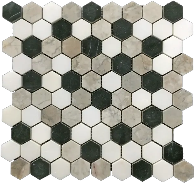 Tri Blend Black White Absolute Temple Grey 1 14 Hexagon Mosaic Tile Png White Hexagon Png