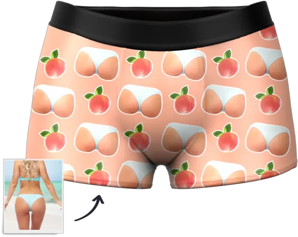 Menu0027s Custom Peach Photo Boxer Shorts Peaches Booty Png Peach Emoji Transparent