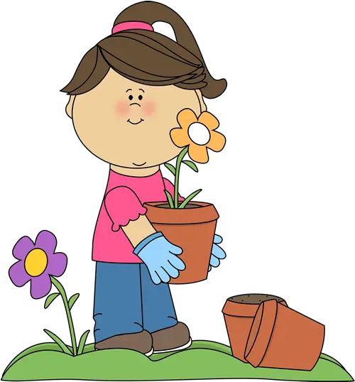 Library Of Little Girl Png Royalty Free Plant A Garden Clipart Girl Transparent