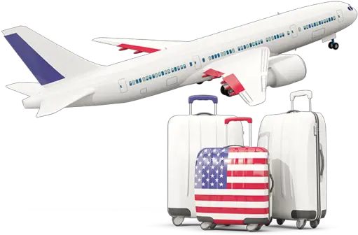 Luggage With Airplane Illustration Of Flag United States Airplane Ireland Png American Airlines Icon