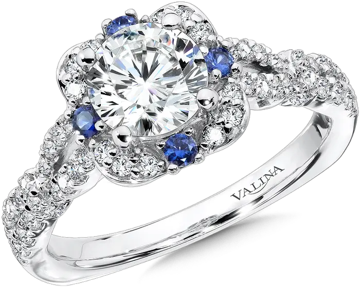 Valina Diamond And Blue Sapphire Halo Diamond Ring With Sapphire Halo Png Halo Ring Png