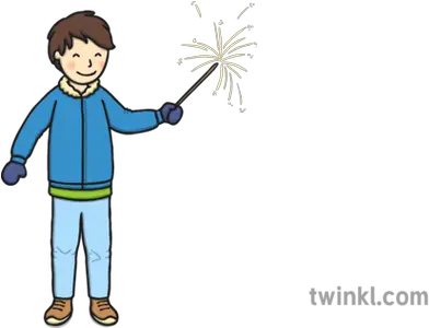 Boy With Sparkler Illustration Twinkl Cartoon Png Sparklers Png