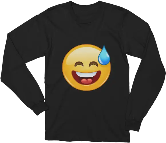 Unisex Smiling Emoji With Open Mouth And Cold Sweat Long Sleeve T Shirt Kaytranada Bubba Merch Png Sweat Emoji Png
