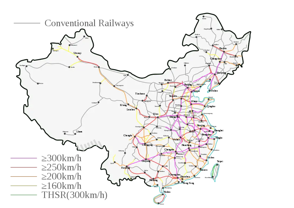 High Speed Rail In China Wikipedia High Speed Train China Map Png Train Transparent Background