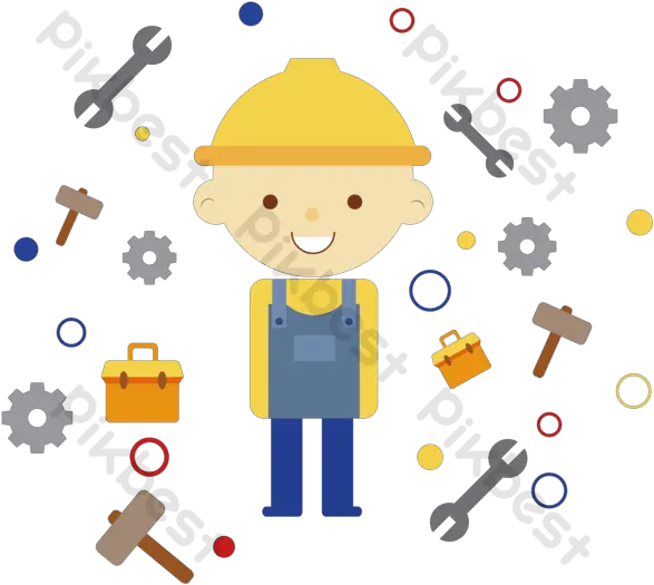 Cartoon Drawing Maintenance Worker Vector Elements Png Maintenance Construction Worker Icon Png