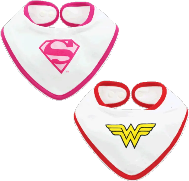 Supergirl U0026 Wonder Woman Bandana Bib Set For Twin Girls Superman Png Supergirl Logo Png