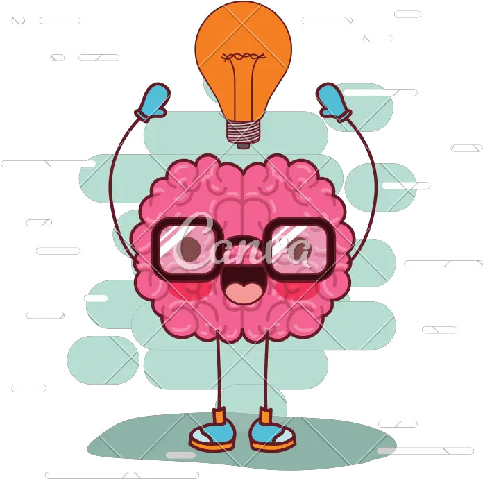 Brain Cartoon With Glasses And Light Bulb Dibujo De Cerebro Animado Png Lightbulb Transparent Background