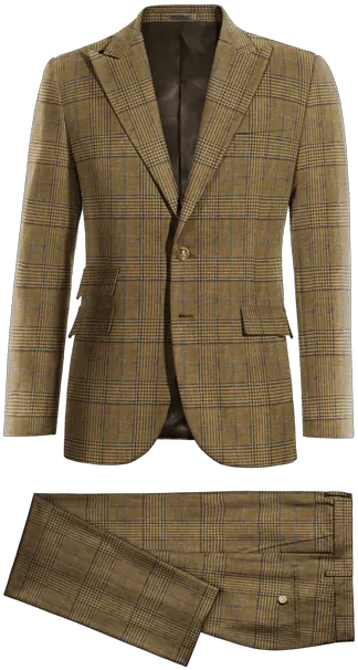 Brown Checkered Linen Peak Lapel Suit With Brass Buttons Trajes Para Novio De Boda Png Suit Transparent