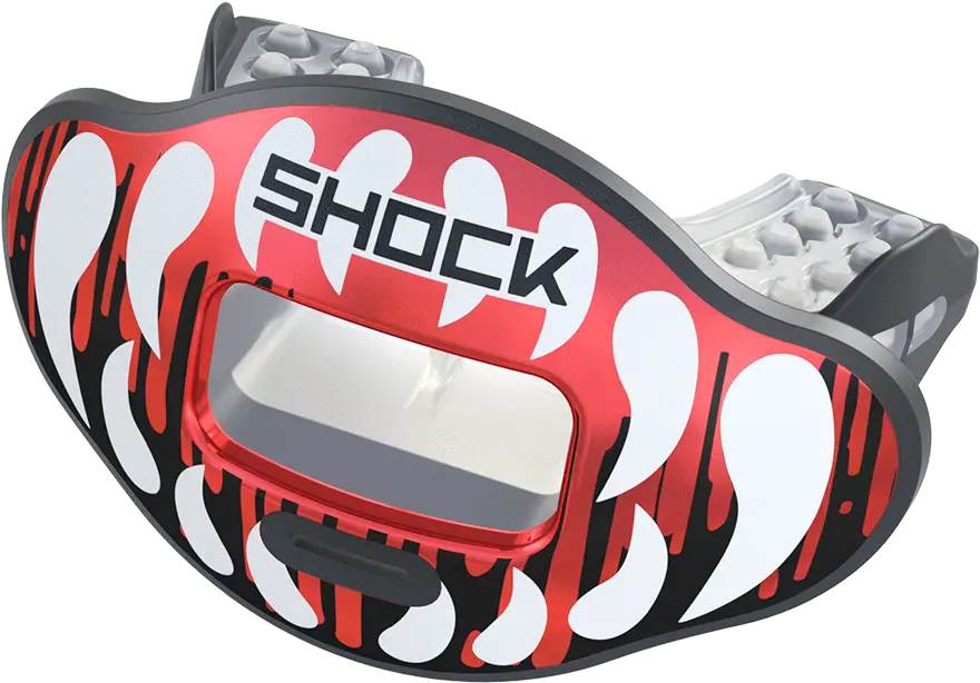 Chrome Red Fang Max Airflow Football Mouthguard Shock Doctor Max Air Flow Png Fang Png