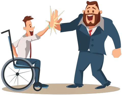 Best Premium Happy Disabled Man Giving High Five Coworker Give High Five Png High Five Icon Png