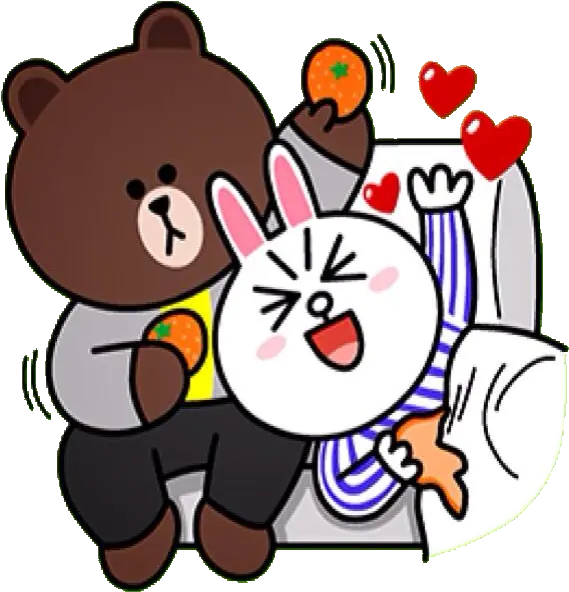 Download Hd Browns Love Story Line Cony And Brown Bear Gif Png Line Stickers Transparent