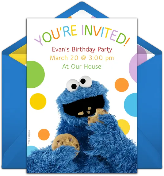 Free Cookie Monster Online Invitation Punchbowlcom Cookie Monster Furchester Hotel Png Cookie Monster Png