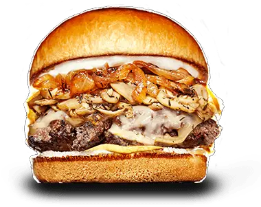 Bulldog Burger Mushroom Swiss Burger Png Burger Bun Png