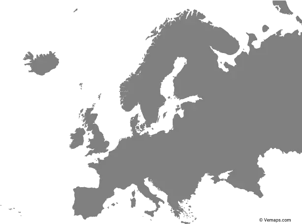 Grey Map Of Europe With Countries Vector Europe Map Png Europe Map Png