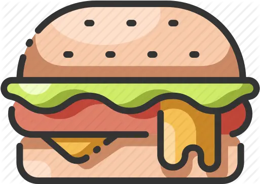 U0027fast Food Filled Outlineu0027 By Maxicons Hot Dog Png Hamburger Transparent