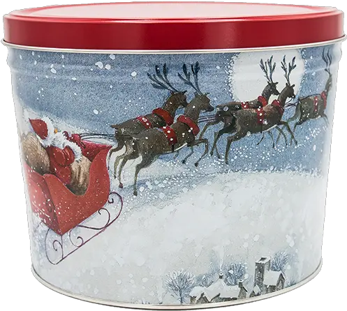 2 Gallon Santau0027s Sleigh Popcorn Tin Santa Claus Png Santa Sleigh Png