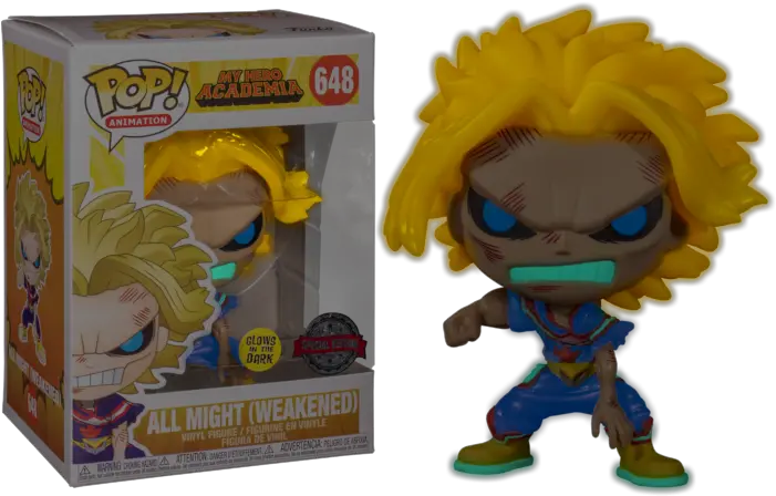 Funko U2013 Tagged My Hero Academiau2013 Big Apple Collectibles Weakened All Might Glow In The Dark Pop Png City Of Heroes Titan Icon