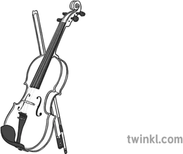 Violin Black And White 1 Illustration Twinkl Vertical Png Violin Png