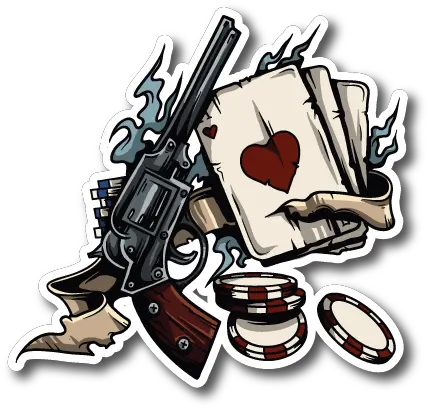 Download Gambling Chips Guns And Cards Tattoo Stickers Png New Sticker Png