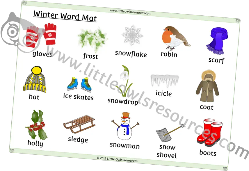 Free Winter Word Mat Printable Early Yearsey Eyfs Png Frost Border