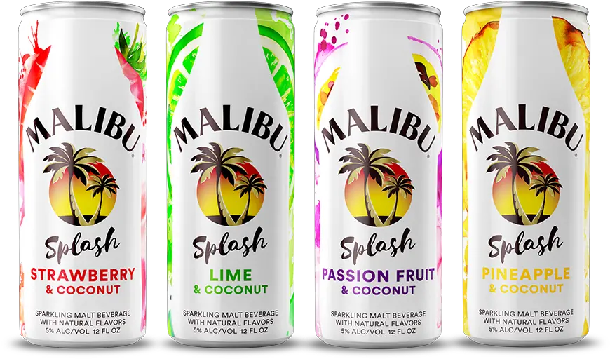 New Malibu Splash Canned Cocktails Are Malibu Splash Png Malibu Rum Logo