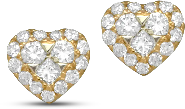 Rose Gold Diamond Heart Earrings Colored Gold Png Diamond Heart Png