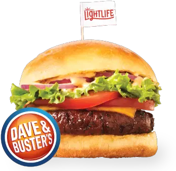 Lightlife Dave And Busters Lightlife Burger Png Burger Transparent