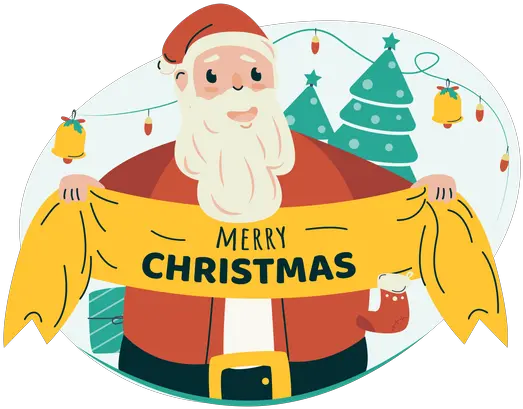 Best Premium Santa With Christmas Banner Illustration Christmas Banner Design Santa Png Christmas Funny Icon png