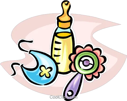 Baby Bottle Rattle And Bib Royalty Free Vector Clip Art Mamadeira Ilustração Png Rattle Png