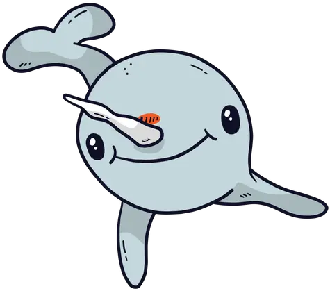 Cute Narwhal Flipper Tusk Tail Smile Transparent Cute Cartoon Narwhal Png Narwhal Png