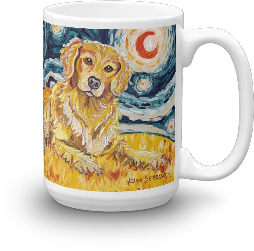 Golden Retriever Starry Night Mug 15oz Dog Png Golden Retriever Png