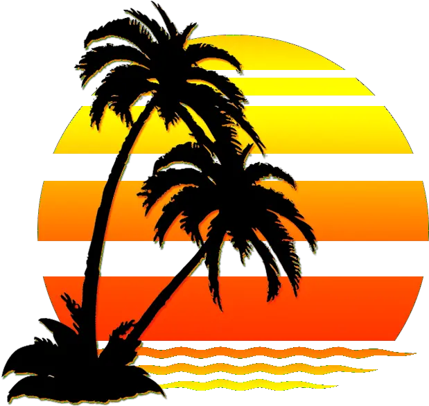Palmtree Water Sunset Silhouette Sun Aesthetic Palm Tree Beach Clipart Png Sun Silhouette Png