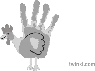 Handprint Rooster Black And White Illustration Twinkl Handprint Rooster Png Hand Print Png