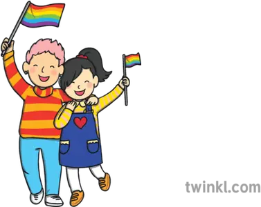 Couple Girls Holding Big Rainbow Flag Lgbt History Month Png Transparent