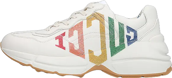 Gucci Rhyton Cream Gucci Rhyton Glitter Sneakers On Feet Png Gucci Logos