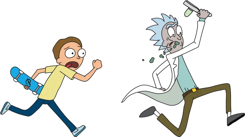 Rick And Morty Running Png Image Transparent