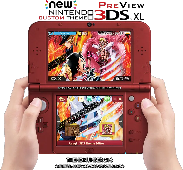 One Piece Luffy And Sabo Vs Doflamingo 3ds Custom Theme Legend Of Zelda Breath Of The Wild 3ds Png One Piece Luffy Png