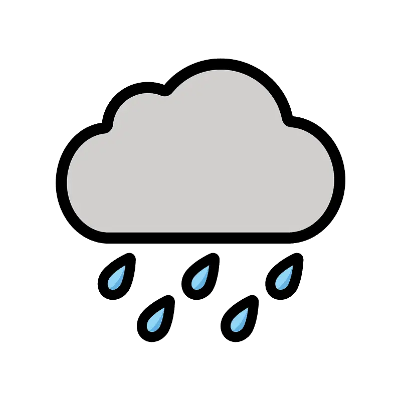 Cloud With Rain Line Art Png Rain Emoji Png