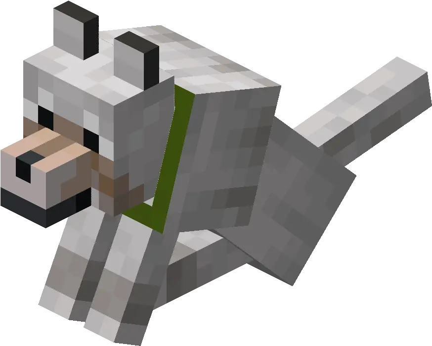 Sitting Tamed Wolf With Green Baby Minecraft Wolf Png Collar Png