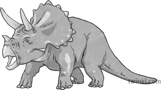 Triceratops Black And White 1 Illustration Twinkl Triceratops Black And White Png Triceratops Png