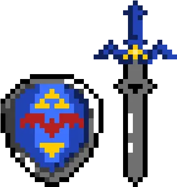 Zelda Master Sword And Shield Brighter Pixel Art Maker Master Sword Pixel Art Png Sword And Shield Transparent