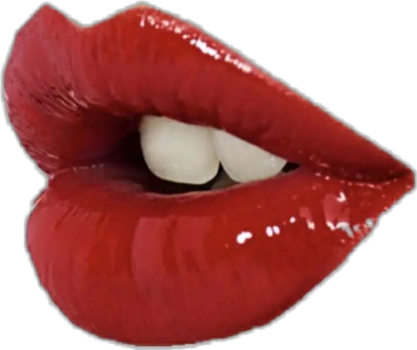 Aesthetic Red Pink Lips Teeth Glossy Glossylips Transparent Aesthetic Red Stickers Png Pink Lips Png