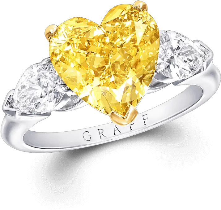 Heart Shape Ring Yellow Diamond Engagement Ring Png Yellow Heart Png
