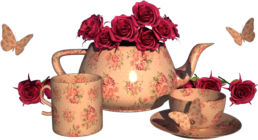 Vintage Rose Teacup Clipart Png Floribunda Rose Clipart Png