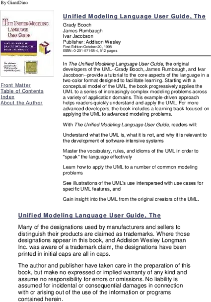 Pdf The Uml User Guide 0201571684 Rigoberto De Jesus Document Png Java Drawing Bus Icon With Awt